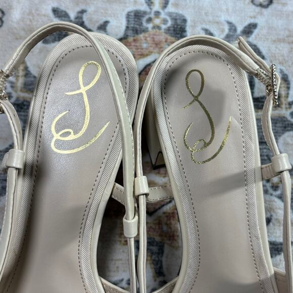 Sam Edelman Tarra Sling Back Cap Toe Pump Tan and Black Kitten Heel Holiday W 8 - Picture 15 of 15